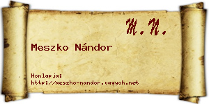 Meszko Nándor névjegykártya
