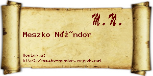 Meszko Nándor névjegykártya